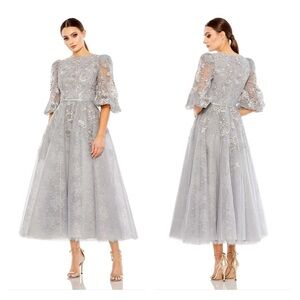 Mac Duggal 20418 NWT HIGH NECK PUFF SLEEVE EMBELLISHED GOWN